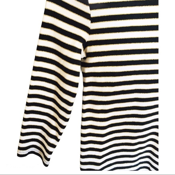 CHARTER CLUB Petite Stripe Top/Tee With Long Sleeves Black Size Small - Picture 5 of 12